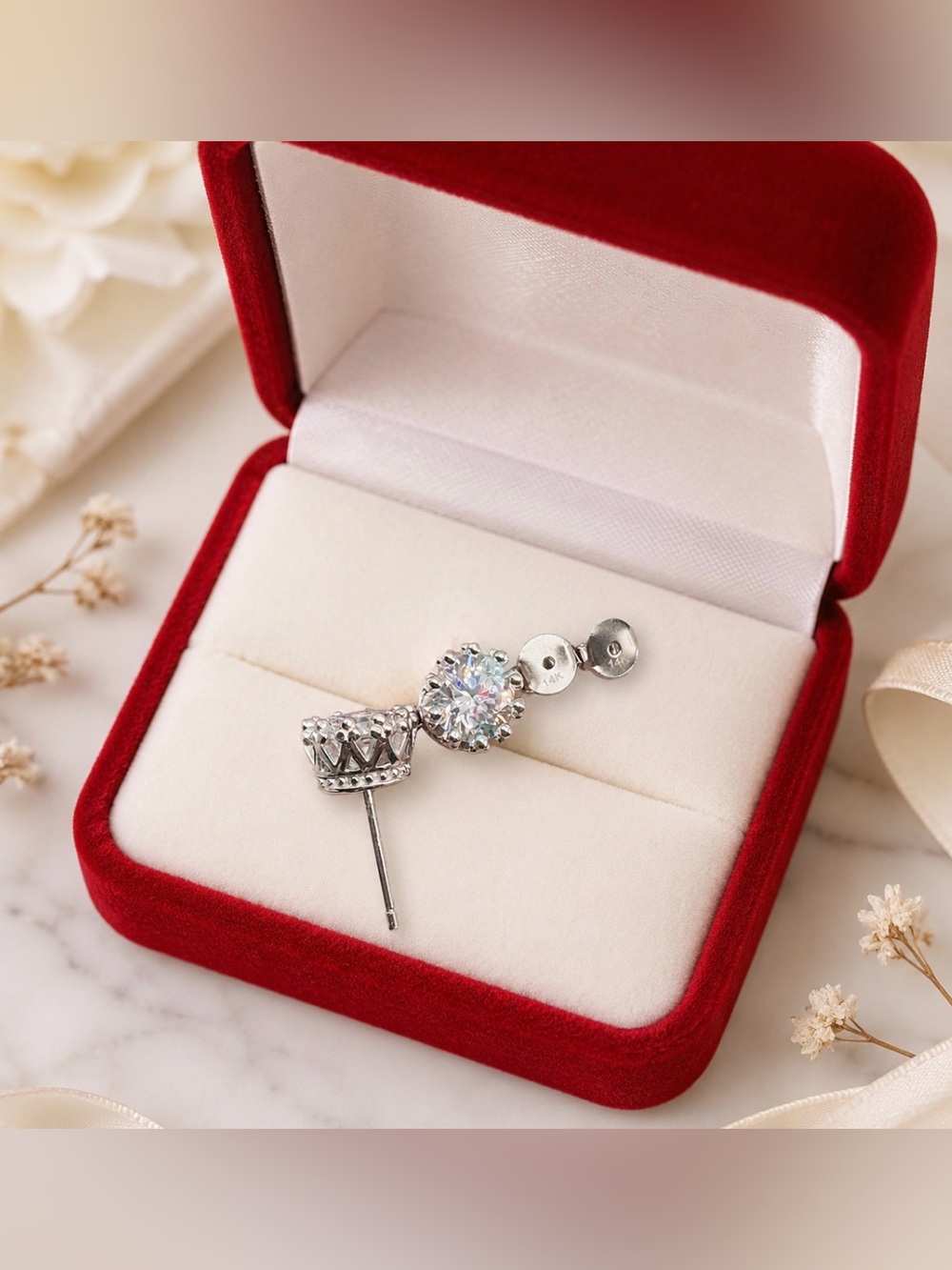 4 Ct Round Brilliant Cut Simualted Diamond 14k Plated White Gold Studs Earrings
